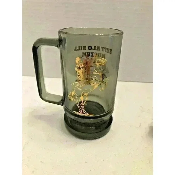 VTG Buffalo Bill Museum Lookout Colorado Beer Smokey Glass Mug Rare Collectible - Picture 4 of 9